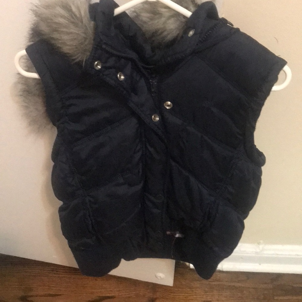 Large Navy Blue Vest with Hood